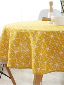 1入組幾何圖案桌布，黃色滌綸家用桌布 - 黃色 - 查看 5