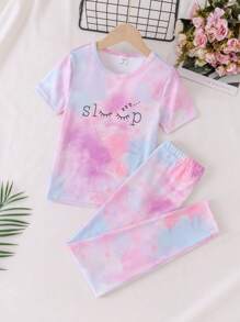 Đồ ngủ bé gái Lá thư Cà vạt nhuộm Dễ thương - Nhiều màu - Xem 7