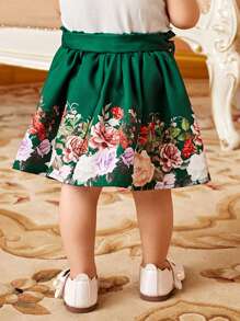 SHEIN Đồ dưới đáy Bé Quần paper-bag Thắt lưng Hoa - Nhiều màu - Xem 2