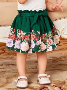 SHEIN Đồ dưới đáy Bé Quần paper-bag Thắt lưng Hoa - Nhiều màu - Xem 6