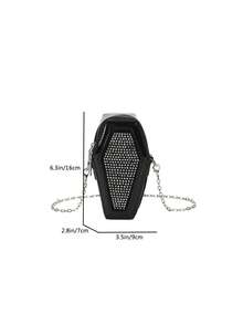 Túi Đeo Vai Mini Túi Đeo Chéo Có Khóa Kéo Cho Nữ, Túi Đeo Chéo Gothic - màu đen - Xem 2