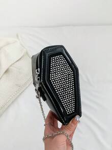 Túi Đeo Vai Mini Túi Đeo Chéo Có Khóa Kéo Cho Nữ, Túi Đeo Chéo Gothic - màu đen - Xem 4