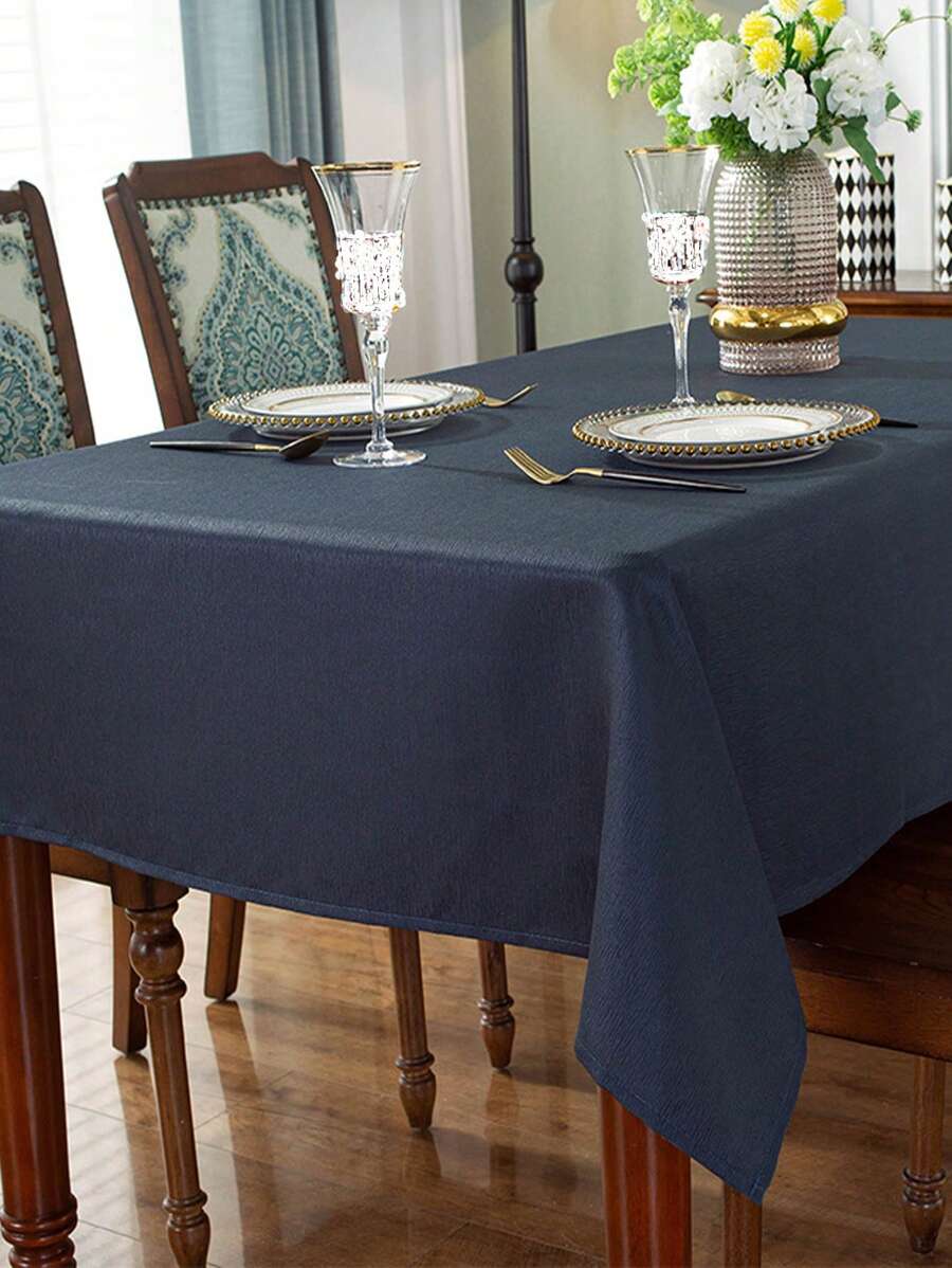 1 Khăn Trải Bàn Màu Trơn, Khăn Trải Bàn Polyester Màu Xanh Hải Quân Cho Bàn Ăn - Màu xanh hải quân - Xem 1