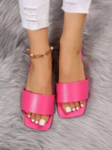 前衛涼拖適用於螢光紅單帶平底涼鞋 - 西瓜粉 - 查看 3