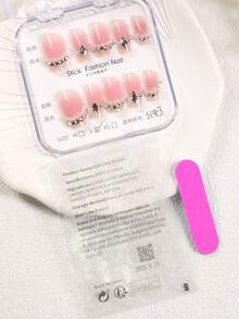 Ulepsz swój wygląd dzięki 10-częściowemu zestawowi do krótkich trumien z kryształkami 3D, pełne pokrycie sztucznych paznokci, dociskane paznokcie, artykuły do paznokci, paznokcie