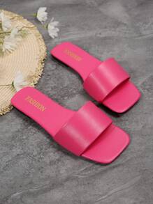 前衛涼拖適用於螢光紅單帶平底涼鞋 - 西瓜粉 - 查看 4