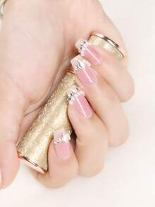 Ulepsz swój wygląd dzięki 10-częściowemu zestawowi do krótkich trumien z kryształkami 3D, pełne pokrycie sztucznych paznokci, dociskane paznokcie, artykuły do paznokci, paznokcie