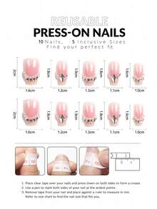 Ulepsz swój wygląd dzięki 10-częściowemu zestawowi do krótkich trumien z kryształkami 3D, pełne pokrycie sztucznych paznokci, dociskane paznokcie, artykuły do paznokci, paznokcie