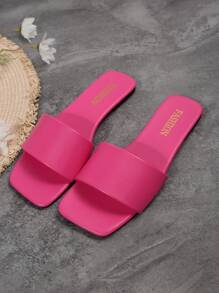 前衛涼拖適用於螢光紅單帶平底涼鞋 - 西瓜粉 - 查看 5