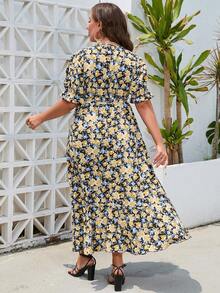 Mulvari Vestido con estampado floral bajo con fruncido - Multicolor - Ver 2