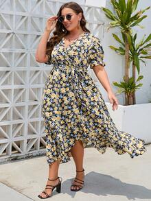 Mulvari Vestido con estampado floral bajo con fruncido - Multicolor - Ver 5