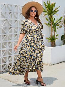 Mulvari Vestido con estampado floral bajo con fruncido - Multicolor - Ver 6