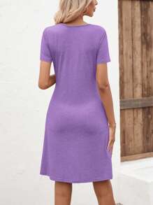 SHEIN Clasi 前扭結T恤連衣裙 - 紫羅蘭色 - 查看 2