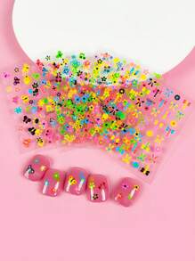6sheets Flower & Butterfly Pattern Nail Art Sticker Nails - Multicolor - View 1
