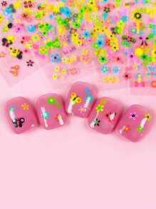 6sheets Flower & Butterfly Pattern Nail Art Sticker Nails - Multicolor - View 4