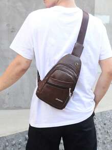 Túi đeo chéo nhỏ có dây kéo phía trước màu nâu có cổng tai nghe hàng ngày - màu nâu - Xem 6