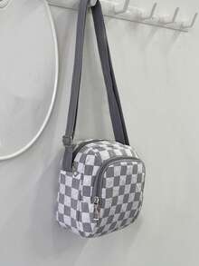 Túi dây kéo hai lớp kẻ sọc dọc thời trang hợp thời trang - Xám - Xem 4