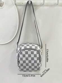 Túi dây kéo hai lớp kẻ sọc dọc thời trang hợp thời trang - Xám - Xem 5