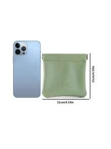 Mini Squeeze Coin Purse, Solid Colour Cash Pouch, Earphones Storage Bag, Key Case - Green - View 3