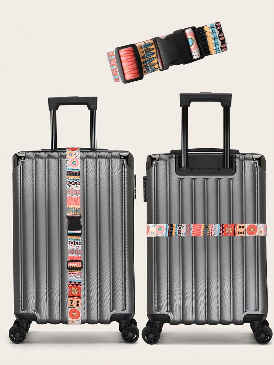 1 件復古條紋圖案可調式行李附交叉帶打包旅行箱尼龍帶扣行李帶袋配件出差旅行行李帶行李包裝帶行李繩帶扣旅行航班商務旅行行李箱行李箱背包行李袋 - 彩色 - 查看 1