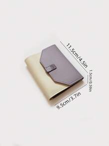 撞色短皮夾信用卡支架適用於日常 - 淡紫色 - 查看 3