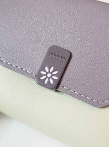 撞色短皮夾信用卡支架適用於日常 - 淡紫色 - 查看 4