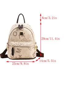 字母圖案經典背包鉚釘裝飾時尚適用於日常