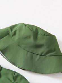 SHEIN 小男童翻蓋口袋襯衫連體短褲和帽