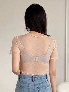 DAZY Lettuce Trim Crop Top Without Bra - Apricot - View 8