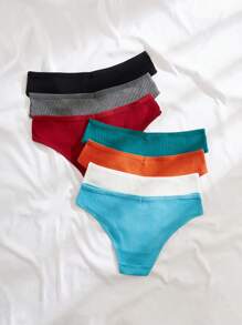 SHEIN 7 piezas Bragas unicolor tejido de canalé - Multicolor - Ver 2