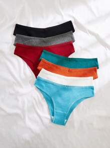 SHEIN 7 piezas Bragas unicolor tejido de canalé - Multicolor - Ver 3