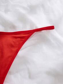 Women's Plus Size High Stretch Plain Knitted Fabric Thong Panties Multi-Color Casual - Multicolor - View 5