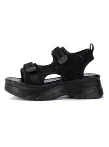 Fashionable Outdoor Sports Sandals For Women, Hook-and-loop Fastener Strap Sandals - Black - View 2