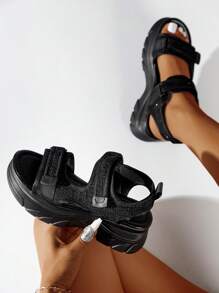 Fashionable Outdoor Sports Sandals For Women, Hook-and-loop Fastener Strap Sandals - Black - View 5