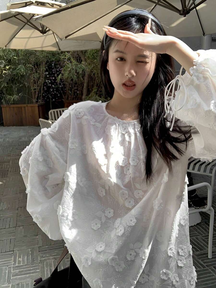 Camisa amplia unicolor de hombros caídos