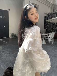 Camisa amplia unicolor de hombros caídos