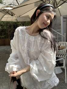 Camisa amplia unicolor de hombros caídos