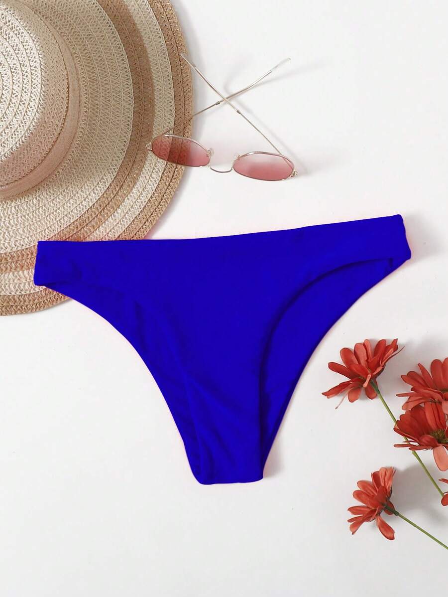 SHEIN Swim Bottom de bikini unicolor - azul real - Ver 1