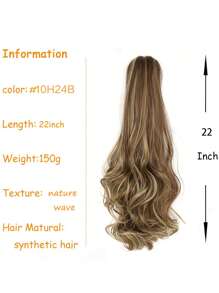 爪夾長款卷馬尾合成纖維接髮 - 彩色 - 查看 4