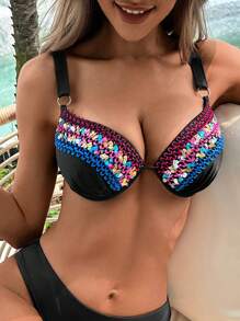 Swim DD+ Ring Linked Underwire Bikini Top - Black - View 4