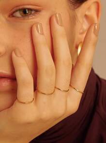 Fashionable Stainless Steel Minimalist Ring For Women For Daily Decoration - Yellow Gold - View 5