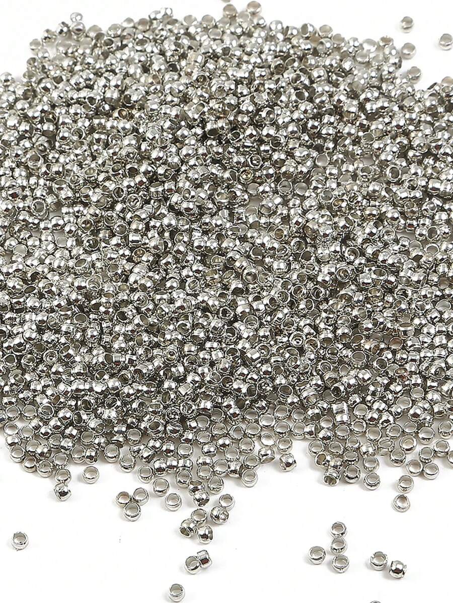 500入组0.2厘米銅製定位扣/管子/壓珠用於DIY珠寶末端固定 - 銀灰色 - 查看 1