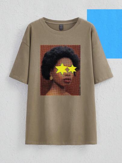 SOGO Figure Graphic Drop Shoulder Oversize Tee