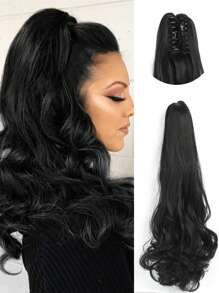Phần mở rộng tóc tổng hợp đuôi ngựa sóng cơ thể dài - màu đen - Xem 1