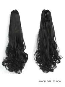 Phần mở rộng tóc tổng hợp đuôi ngựa sóng cơ thể dài - màu đen - Xem 2