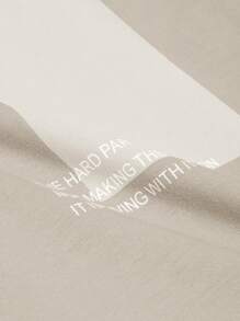 DAZY 男士棉標語圖案T恤 - 杏色 - 查看 6