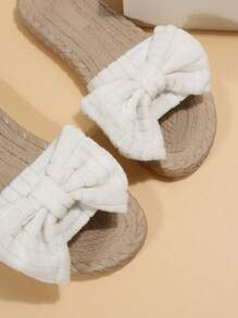 Vacation White Sandals For Women, Bow Decor Slide Sandals - White - View 4