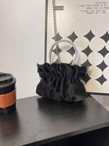 時尚女包流行簡約小肩袋,帶有皺摺設計,鏈帶,手提包,斜挎包