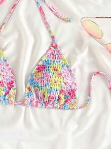 Swim Mod Áo Tops Bikini Nữ Buộc lại Thêu Smock Hoa - Nhiều màu - Xem 5