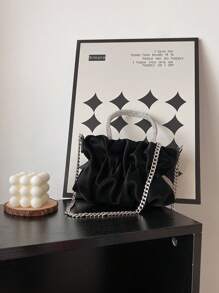 時尚女包流行簡約小肩袋,帶有皺摺設計,鏈帶,手提包,斜挎包